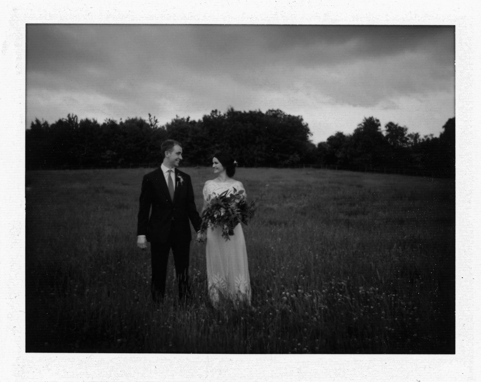 bride and groom polaroid