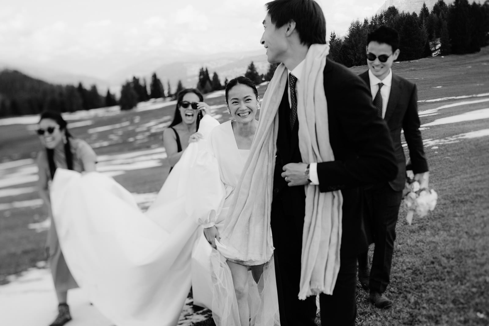 bride and groom portrait in the Italian Dolomites